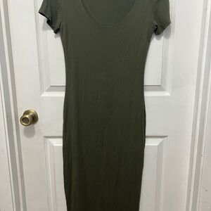 Women's Scoop Neck Olive Green Bodycon Dress